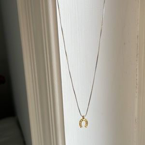 Jenny Bird Horseshoe Pendant Necklace in Two-Toned